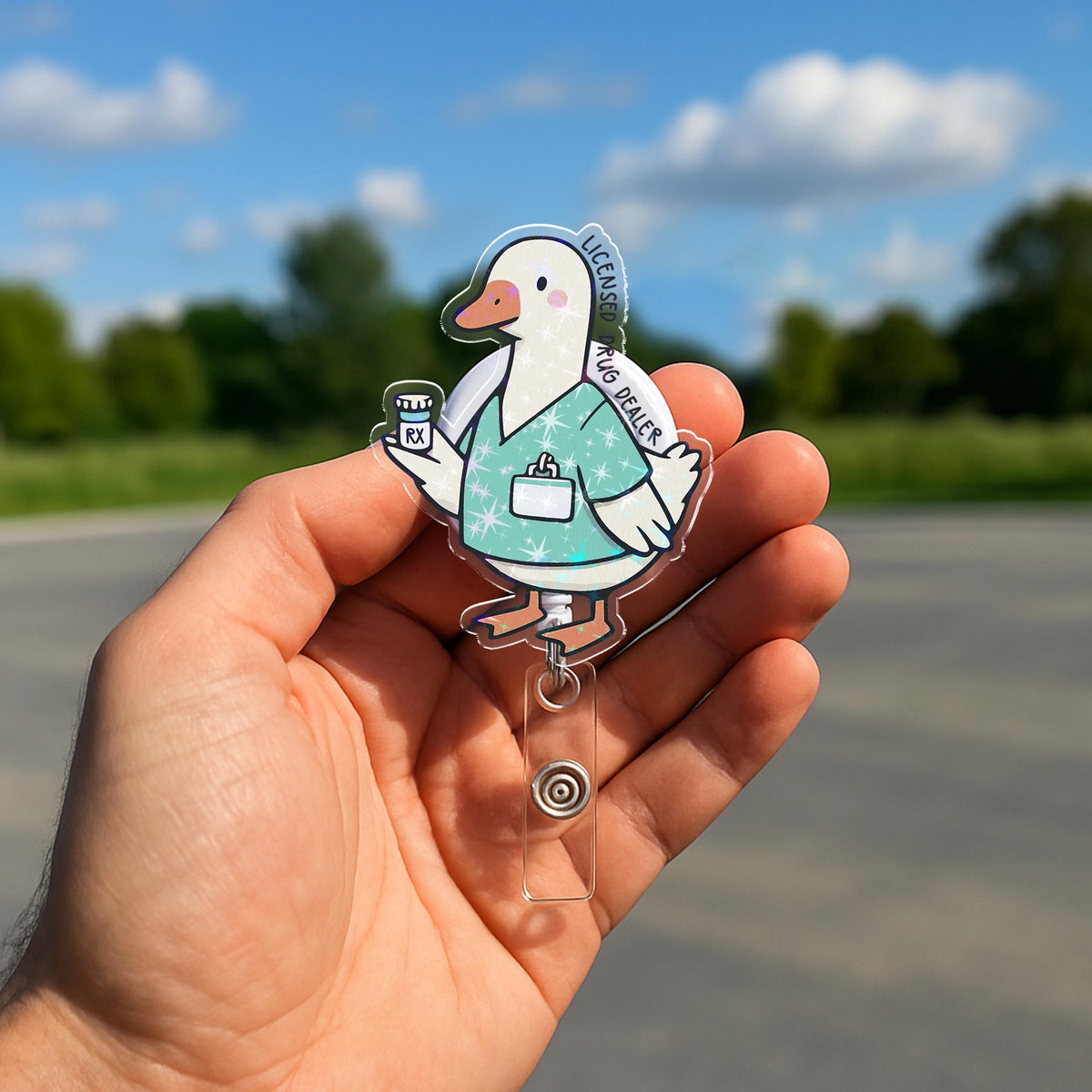 Silly Goose Licensed Drug Dealer Badge Reel, Funny Pharmacy Tech Badge, Pharmacist Gift, Pharmacy Goose