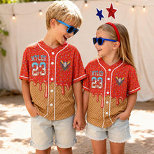 Personalized Ice Cream Waffle Cone Baseball Jersey, Custom Name and Number Baseball Jersey, Matching Youth Sports Outfit, Fun Summer Gift