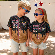 Personalized Ice Cream Waffle Cone Baseball Jersey, Custom Name and Number Baseball Jersey, Matching Youth Sports Outfit, Fun Summer Gift