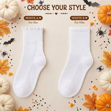 Custom Embroidered Monogram Ghost Pumpkin Socks, Halloween Ruffle Socks, Spooky Season Gift Idea