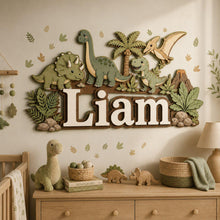 Custom Dinosaur Baby Name Wooden Wall Decor, Personalized Name Sign for Nursery, Baby Boy Room Decor Sign, Dino Nursery Decor Gift