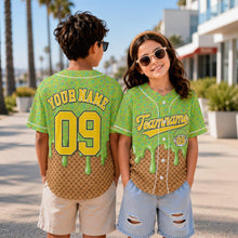 White Ice Cream Baseball Jersey for Kids, Custom Name and Number Baseball Jersey, Matching Youth Sports Outfit, Fun Summer Gift