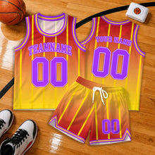 Custom Red and Yellow Basketball Jersey Set, Personalized Basketball Uniform with Team Name and Number, Gradient Striped Sports Outfit