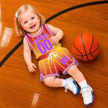 Custom Red and Yellow Basketball Jersey Set, Personalized Basketball Uniform with Team Name and Number, Gradient Striped Sports Outfit