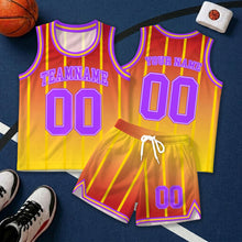 Custom Red and Yellow Basketball Jersey Set, Personalized Basketball Uniform with Team Name and Number, Gradient Striped Sports Outfit