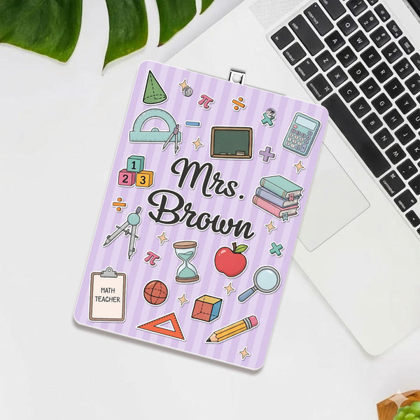 Math Teacher Striped Clipboard, Back To School Gift