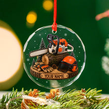 Custom Aborist Christmas Glass Ornament, Tree Surgeon Gift