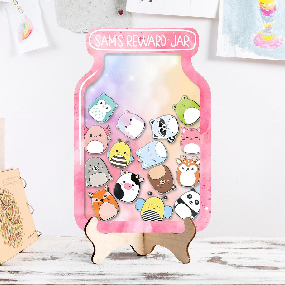 Personalized Squish Theme Reward Jar, Chore Tracker For Kids