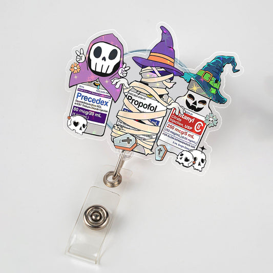 Halloween Anesthesia Badge Reel, Funny Anesthesiologist Gift, CRNA Badge Reel, Gift ICU Nurse