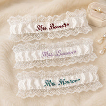 Custom Embroidered Mrs Name Cowgirl Lace Wedding Garter, Personalized Embroidery Lace Bridal Garter, A Timeless Keepsake For Wedding Day