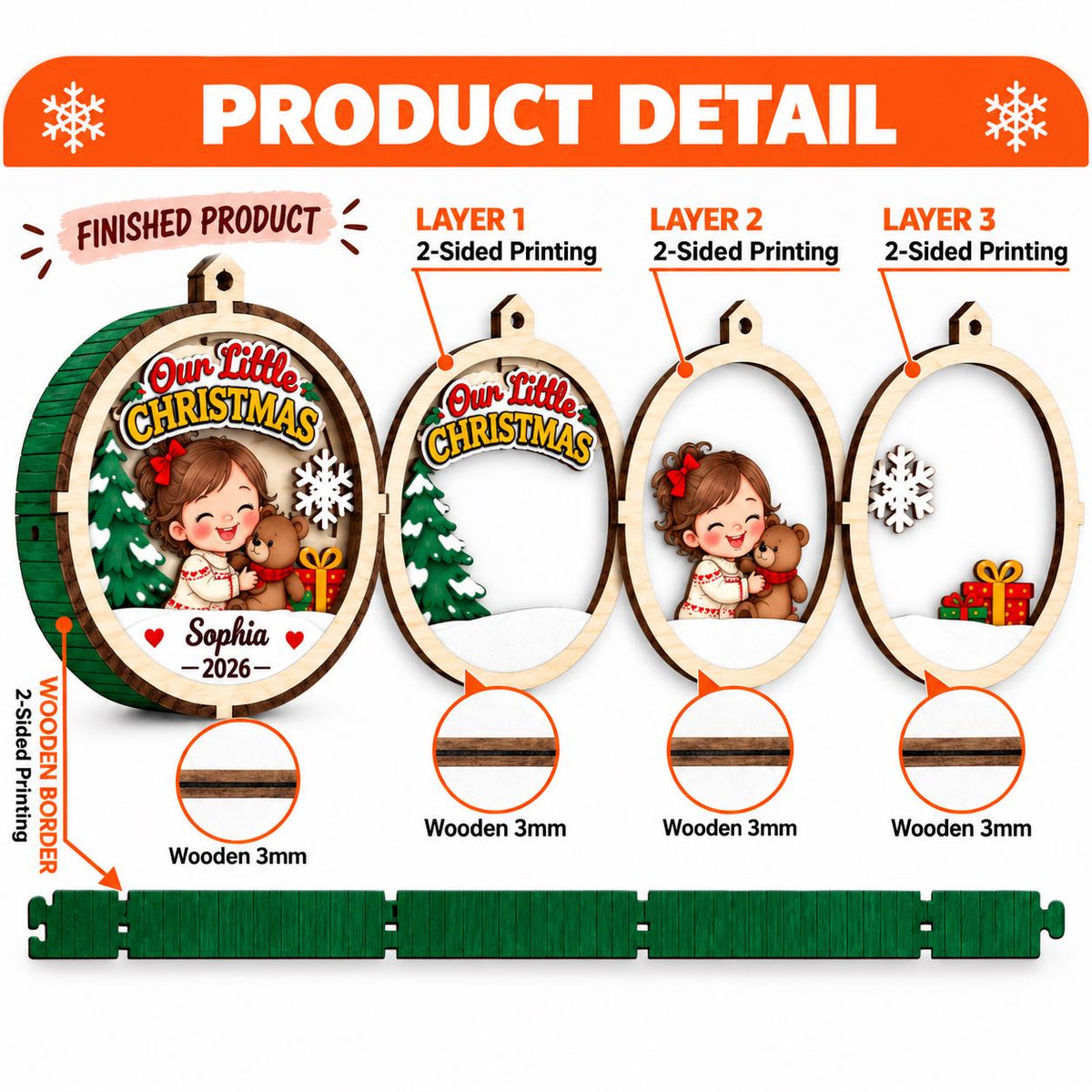 Personalized Christmas Ornament 2026, Custom Photo 3D Wooden Ornament, Baby First Christmas, Custom Name Holiday Keepsake