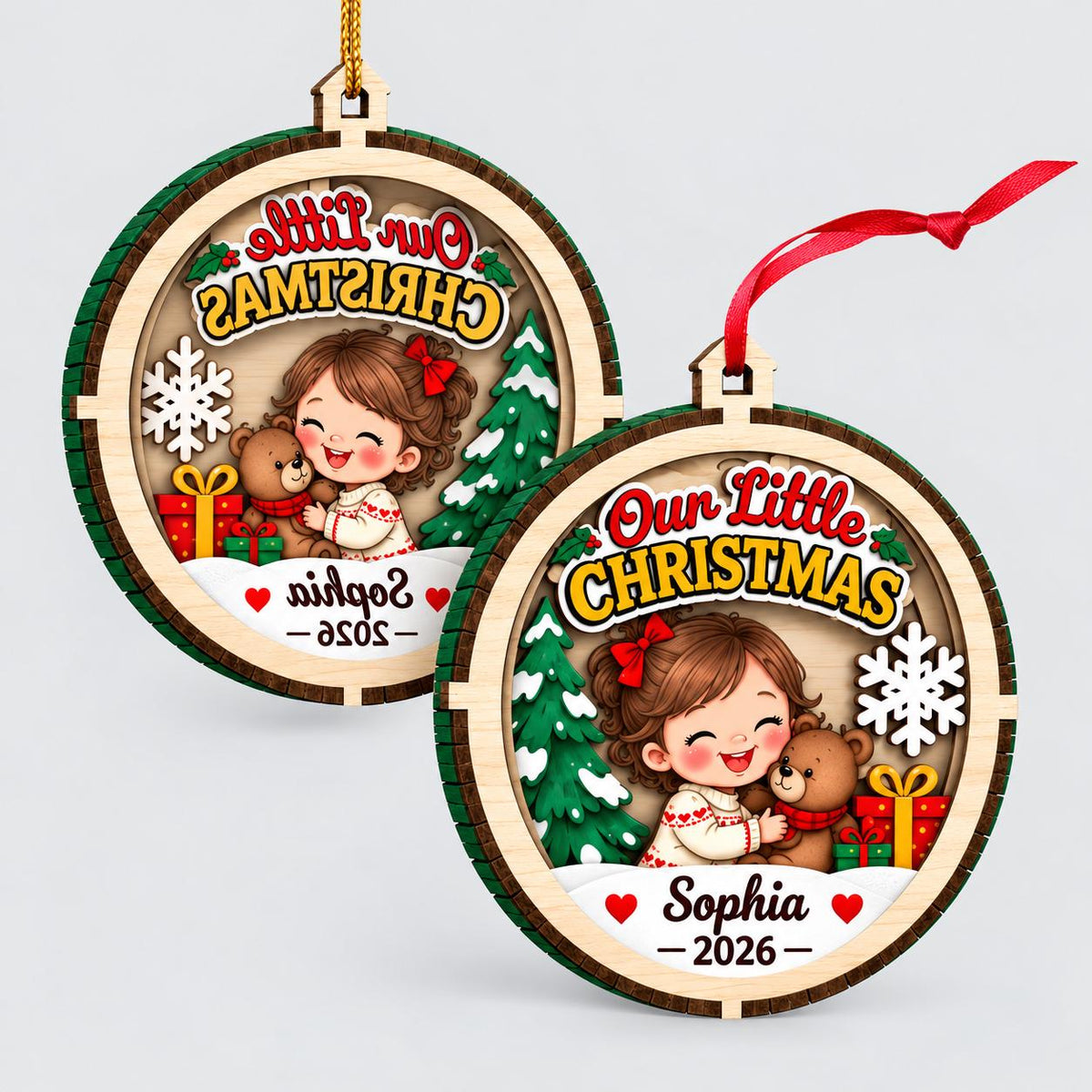 Personalized Christmas Ornament 2026, Custom Photo 3D Wooden Ornament, Baby First Christmas, Custom Name Holiday Keepsake