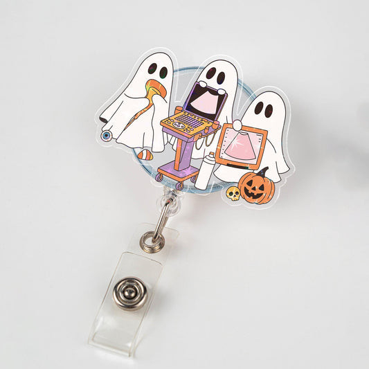 Halloween Ultrasound Tech Badge Reel, Halloween Sonographer Badge, Sonographer Gift, Ultrasound Technician ID Tag Clip