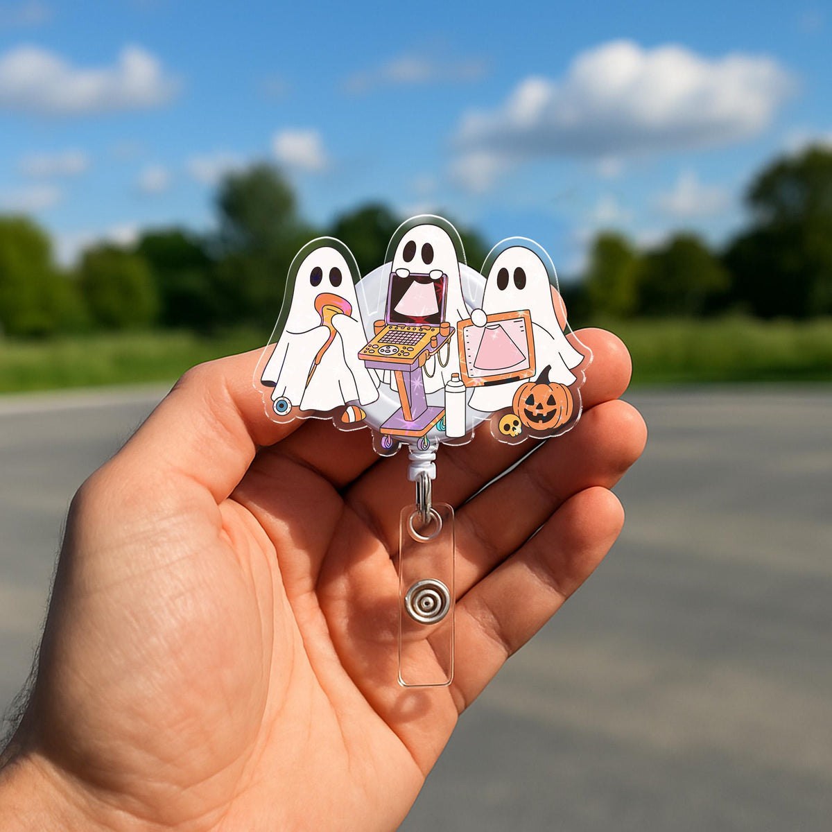 Halloween Ultrasound Tech Badge Reel, Halloween Sonographer Badge, Sonographer Gift, Ultrasound Technician ID Tag Clip