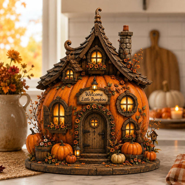 Personalized Pumpkin House Wooden Sign, Custom Halloween Pumpkin Cottage Sign, Fall Harvest Decor, Autumn Wooden Sign, Pumpkin Season Gift