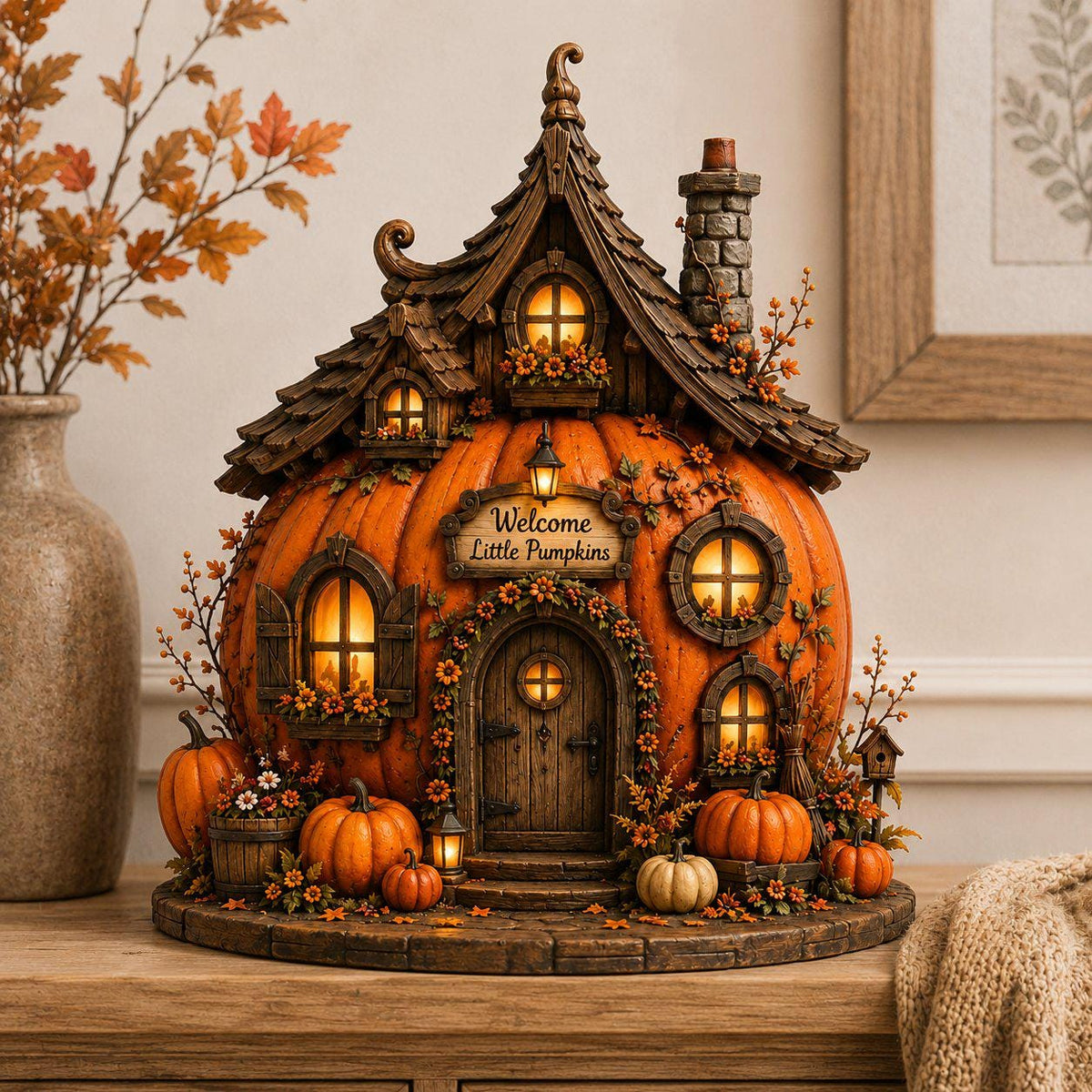 Personalized Pumpkin House Wooden Sign, Custom Halloween Pumpkin Cottage Sign, Fall Harvest Decor, Autumn Wooden Sign, Pumpkin Season Gift