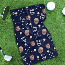 Custom Kid Face Golf Towel, Best Dad By Par Golf Gift, Funny Christmas Gift Ideas, Personalized Towel For Golf Lovers