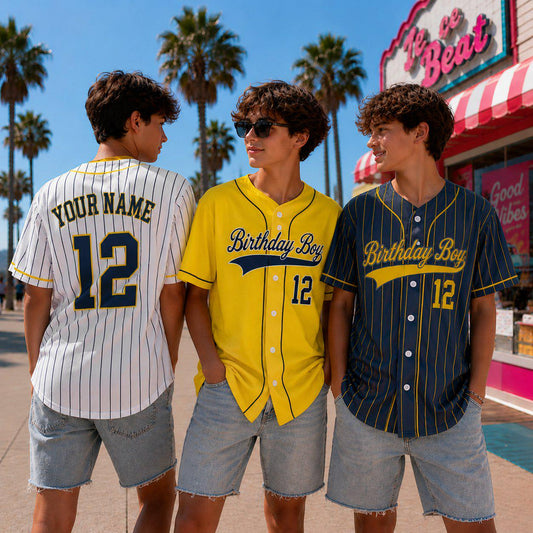 Custom Birthday Boy Baseball Jersey, Solid Navy Blue Team Shirt, Personalized Name Number Uniform, Matching Sports Party Outfit