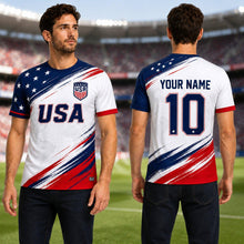 Personalized USA 2026 Soccer Jersey, Custom Name Number America Shirt, Red White Blue, Patriotic Soccer Uniform for Men Women Youth Kids