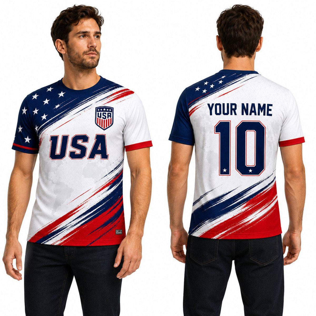 Personalized USA 2026 Soccer Jersey, Custom Name Number America Shirt, Red White Blue, Patriotic Soccer Uniform for Men Women Youth Kids