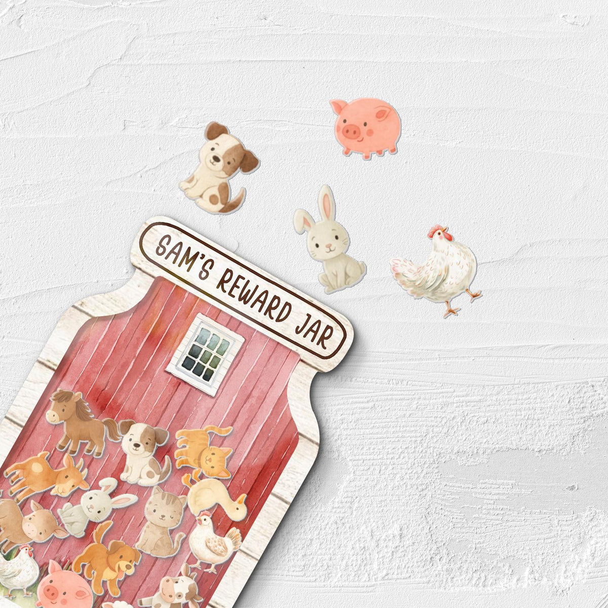 Farmhouse Animals Reward Jar For Kids, Teacher Classroom Personalized Reward Jar, Farmhouse Theme Jar, Back to School Gift