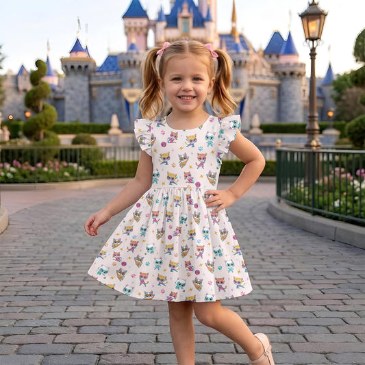 Coquette Superkitties Kid Ruffle Sleeve Dress