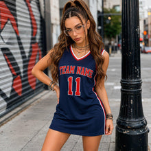 Custom White Black Basketball Jersey Dress, Personalized Team Name And Number Shirt, Women's Oversized Sports Tunic
