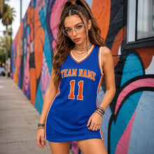 Custom White Black Basketball Jersey Dress, Personalized Team Name And Number Shirt, Women's Oversized Sports Tunic