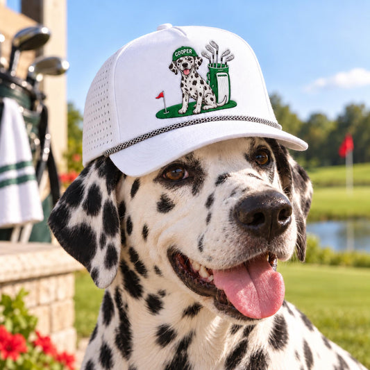 Embroidered Custom Pet Portrait Golf Hat, Personalized Embroidery Dog Photo Rope Trucker Cap, Funny Golf Dad Gift, Dog Lover Gift