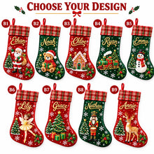 Personalized Christmas Stocking, Custom Name Xmas Stocking, Sequin Holiday Stocking, Santa Snowman Nutcracker Reindeer Christmas Decor