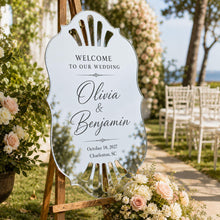 Custom Engraved Mirror Acrylic Wedding Welcome Sign, Personalized Couple Names Entrance Decor, Gold or Silver Ceremony Sign
