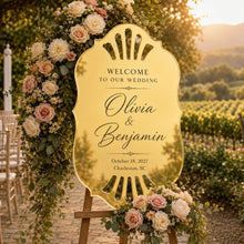 Custom Engraved Mirror Acrylic Wedding Welcome Sign, Personalized Couple Names Entrance Decor, Gold or Silver Ceremony Sign