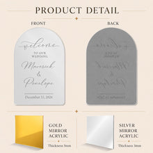 Custom Engraved Mirror Acrylic Wedding Welcome Sign, Personalized Couple Names Entrance Decor, Gold or Silver Ceremony Sign