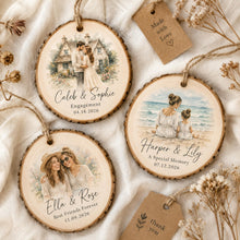 Custom Engagement Couple Photo Watercolor Wooden Stake Mat Cork, Personalized Wedding Gift For Newly Engaged Couple, Anniversary Gift