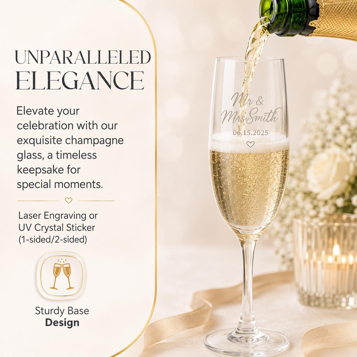Custom Pet Photo Champagne Glass Set, Personalized Pet Portrait Wedding Toasting Flutes with Gift Box, Bride Groom Wedding Gift