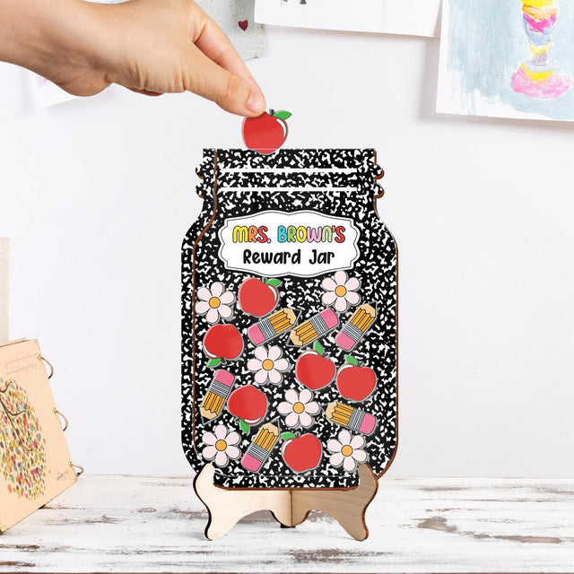 Composition Book Teacher Reward Jar, Custom Classroom Jar, Back To School Gift