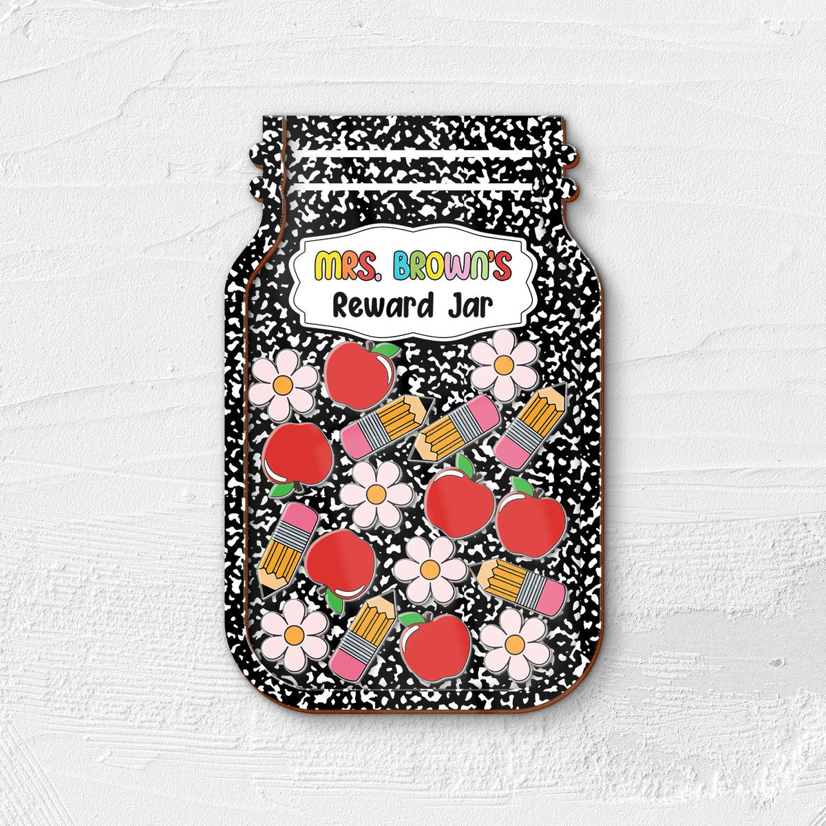 Composition Book Teacher Reward Jar, Custom Classroom Jar, Back To School Gift