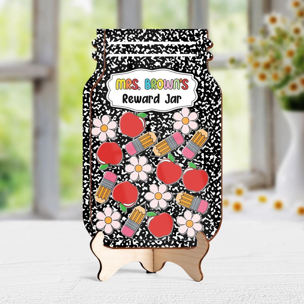 Composition Book Teacher Reward Jar, Custom Classroom Jar, Back To School Gift