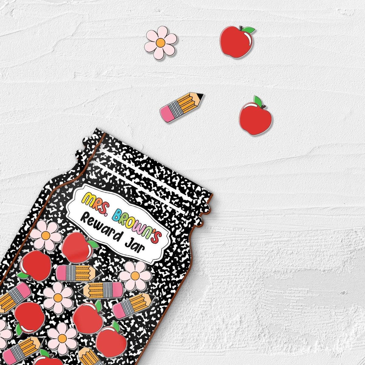 Composition Book Teacher Reward Jar, Custom Classroom Jar, Back To School Gift