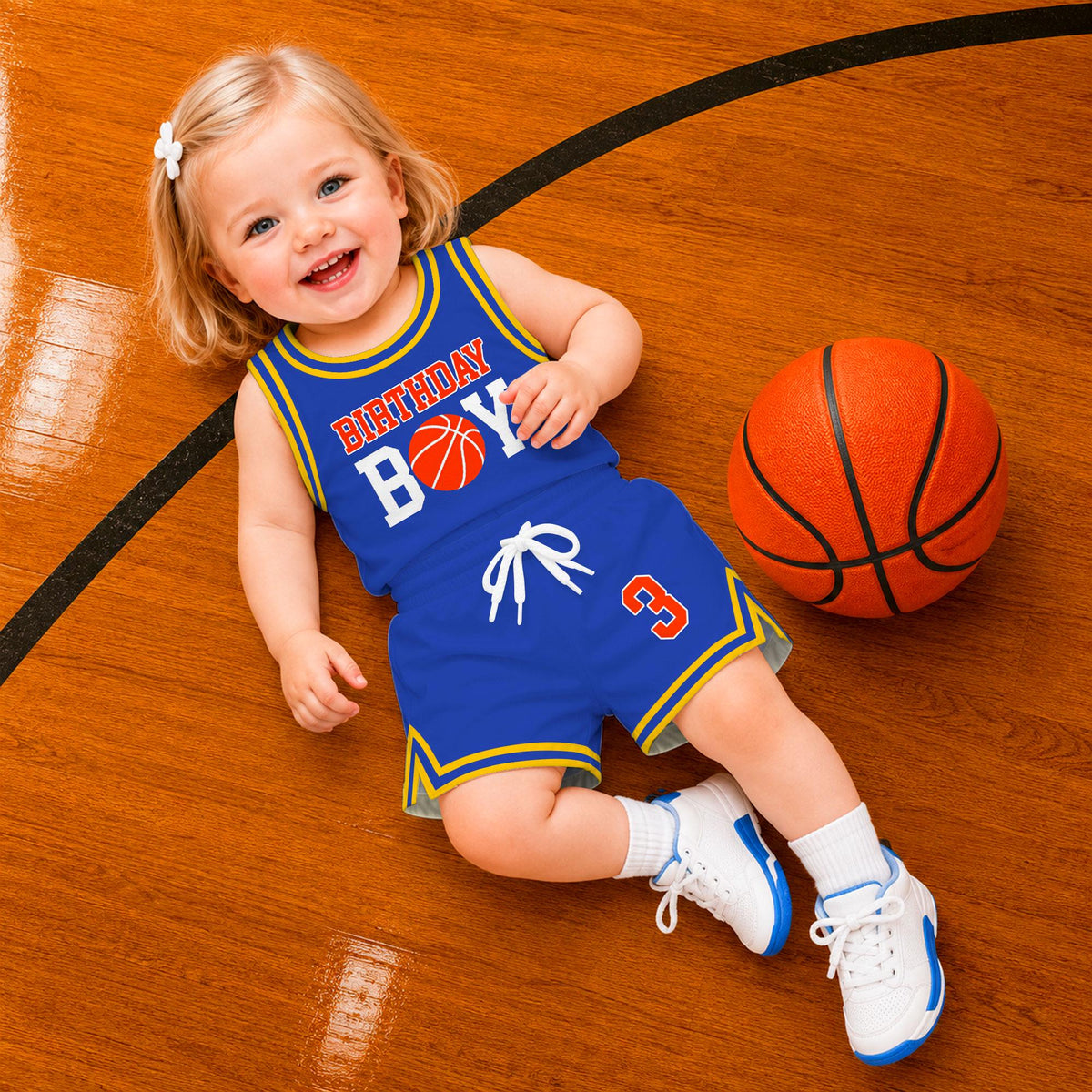 Custom Basketball Birthday Jersey Set For Boys, Personalized Name Number & Age Jersey Set, Birthday Boy Sports Outfit