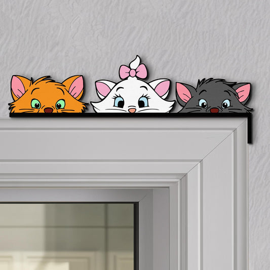 Aristocat Kitten Door Topper, Cute Cat Trio Door Frame Decor, Playroom Nursery Wall Accent, Pet Lover Gift