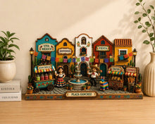 Mexican Street Wooden Sign, Cinco de Mayo Wooden Sign, Fiesta Market Scene, Wall Decor