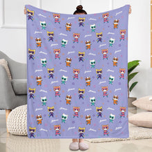 Purple Superkitties Custom Kid Fleece Blanket