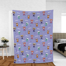 Purple Superkitties Custom Kid Fleece Blanket