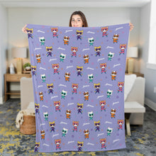 Purple Superkitties Custom Kid Fleece Blanket