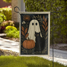 Vintage Ghost And Black Cat Halloween Flag, Halloween Garden Flag, Spooky Yard Flag, Halloween Sign, Halloween Decor