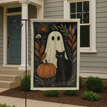 Vintage Ghost And Black Cat Halloween Flag, Halloween Garden Flag, Spooky Yard Flag, Halloween Sign, Halloween Decor