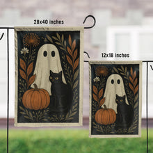 Vintage Ghost And Black Cat Halloween Flag, Halloween Garden Flag, Spooky Yard Flag, Halloween Sign, Halloween Decor