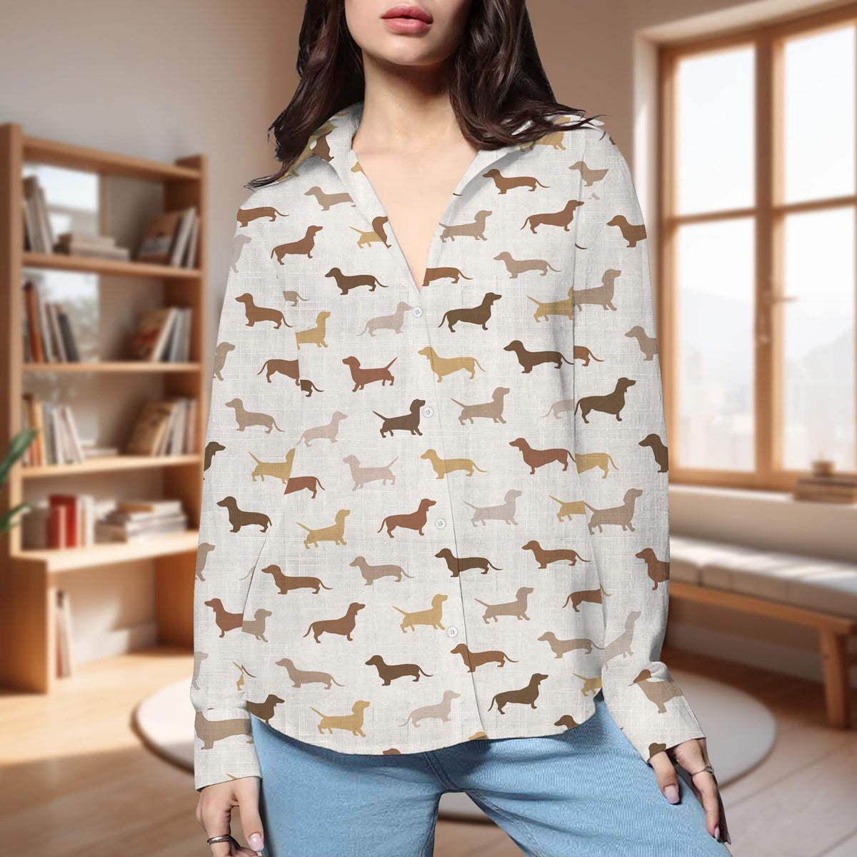Retro Colors Dachshund Women Blouse, Dachshund Lover Gift
