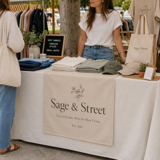 Custom Logo Table Runner for Craft Fair, Personalized Business Table Runner with Logo, Vendor Event Display Banner, Pop Up Shop Decor